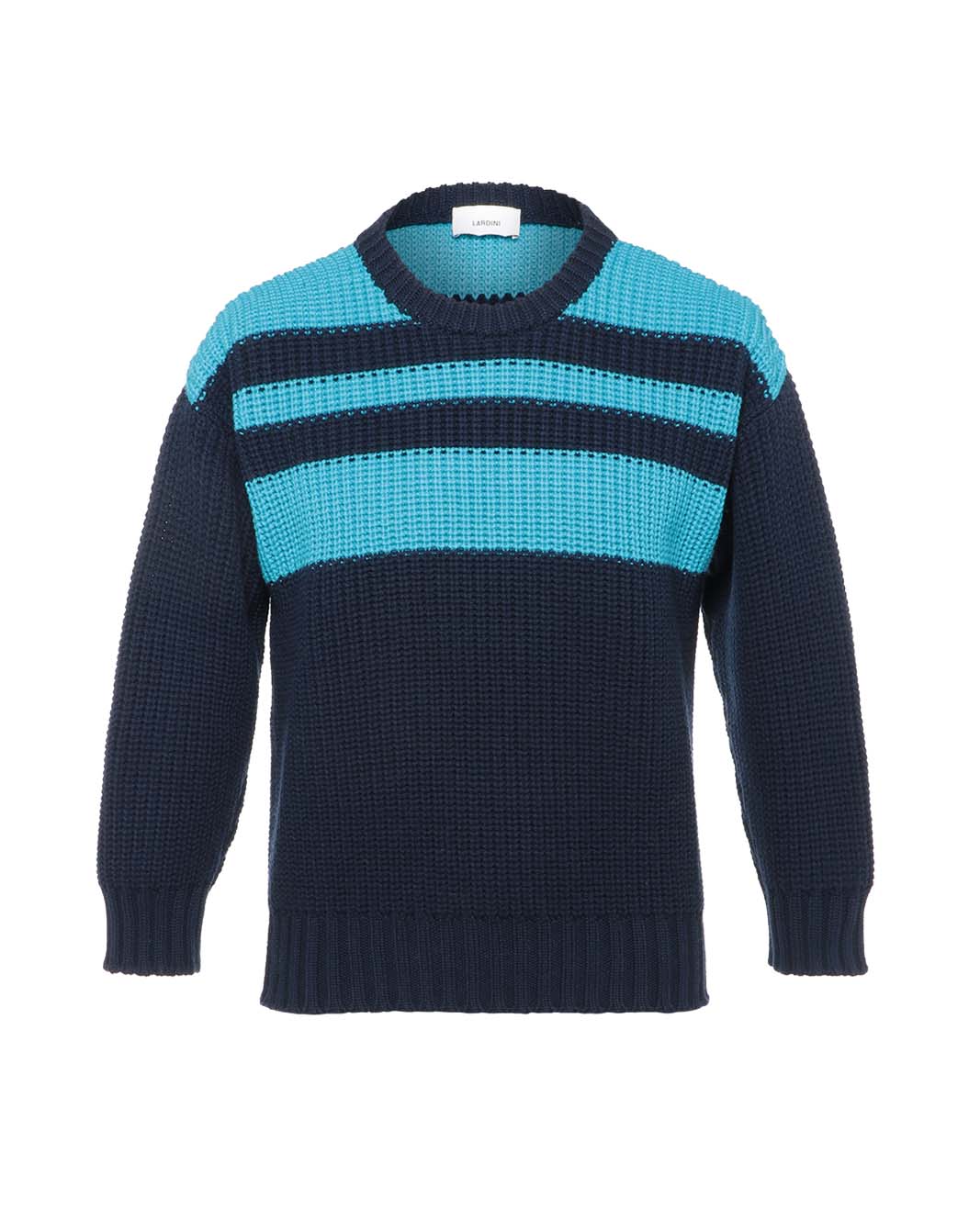 プレーンステッチパネルボーダークルーネックニット – LARDINI Online