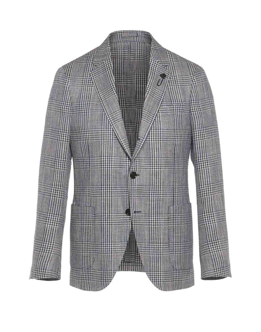 シルクリネンコットンウール グレンチェックジャケット