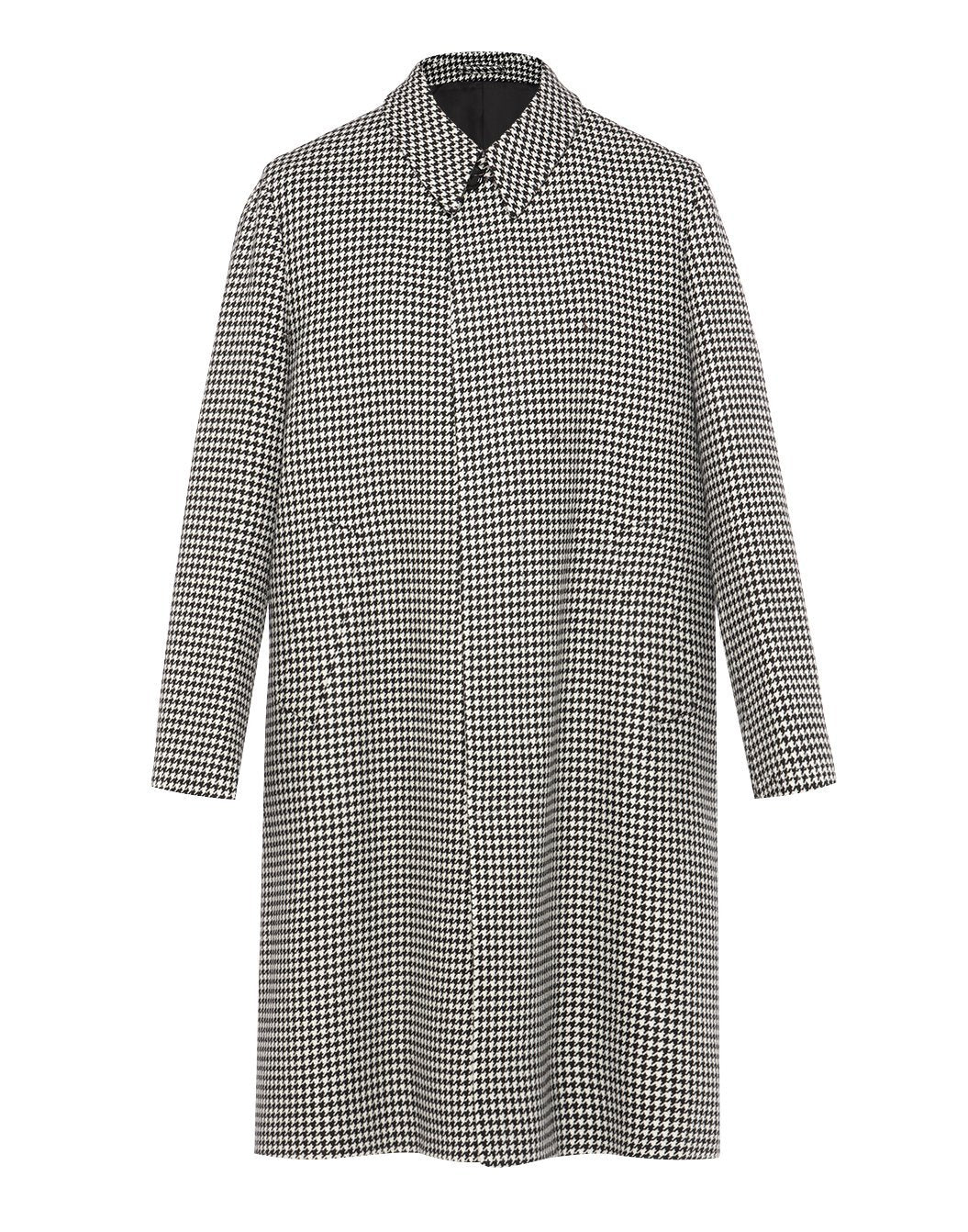 ウールカシミヤ ハウンドトゥースチェック バルカラーコート – LARDINI