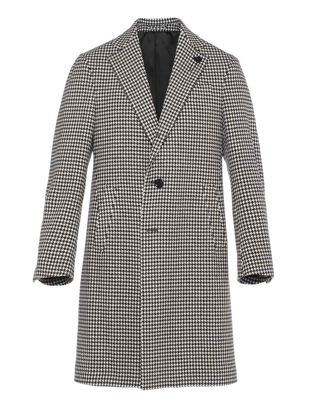ウールカシミヤ ハウンドトゥース チェックコート– LARDINI Online Store
