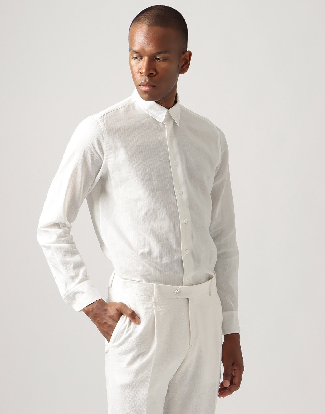 キュプラコットンリネンストライプシャツ – LARDINI Online Store