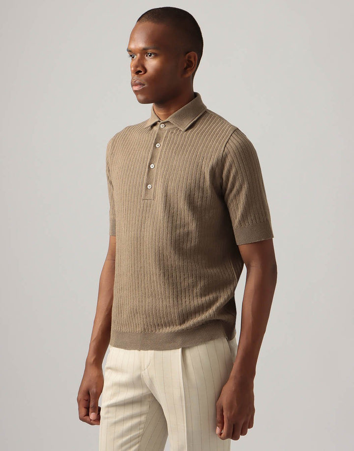 LARDINI ラルディーニ 麻混ニットポロシャツ リネン混 イタリア製 XS 4116-2LPMC64010-BROWN-02_720x.