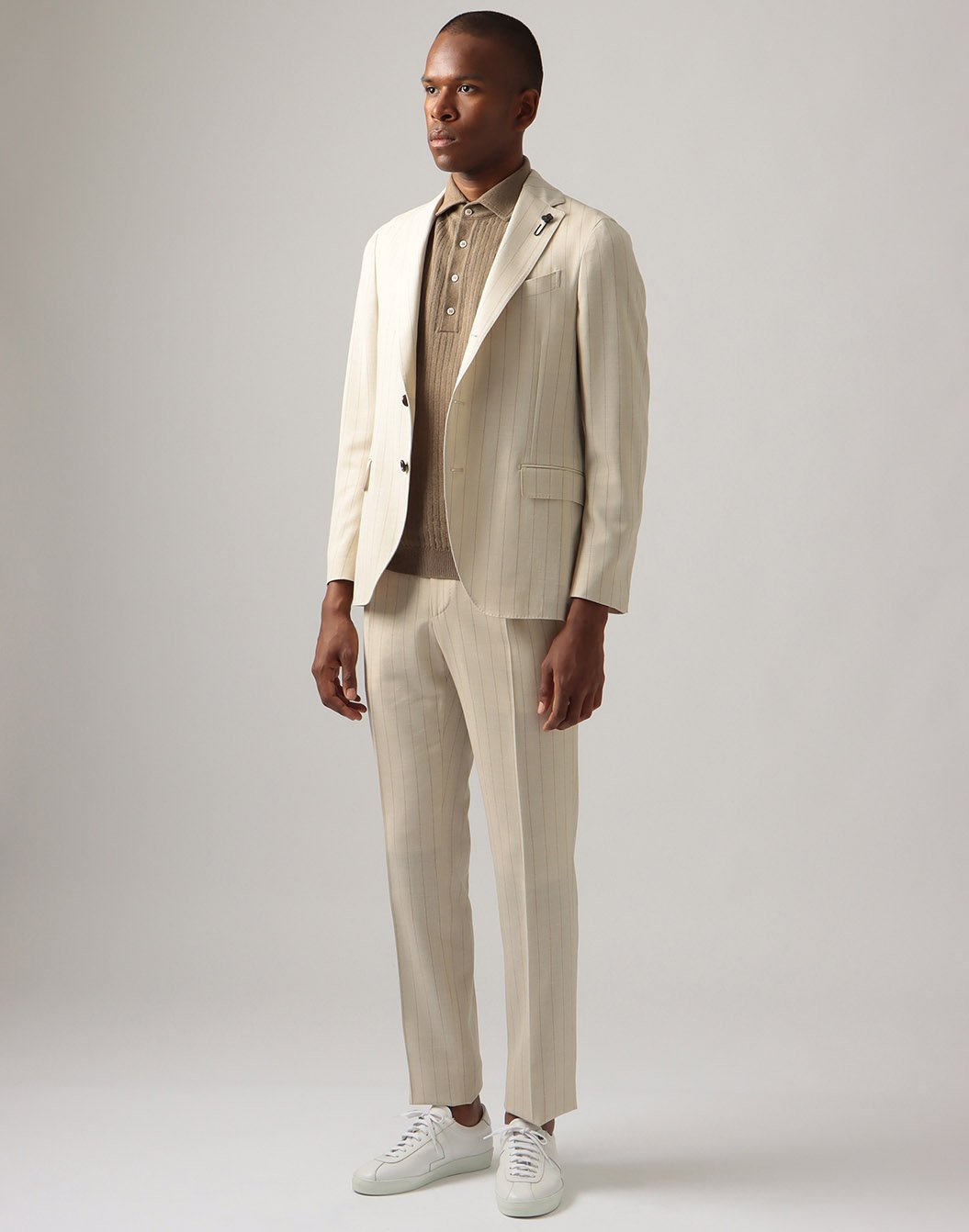 リネンコットンストライプニットポロ – LARDINI Online Store