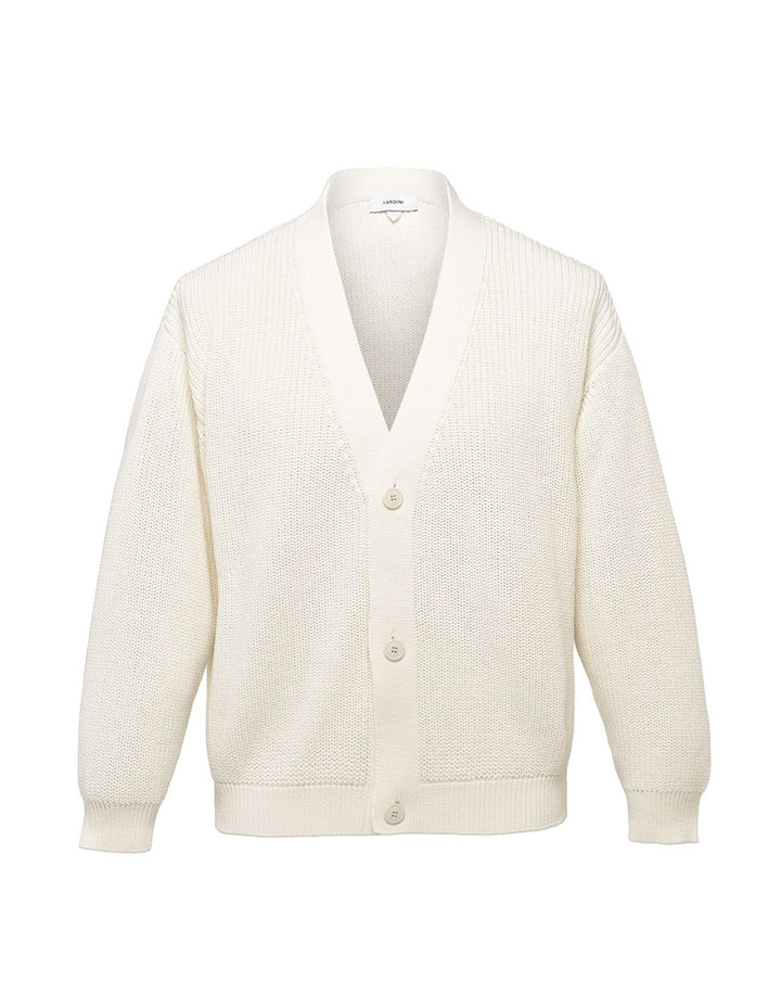 コットンクレープフィッシャーマンリブカーディガン – LARDINI Online