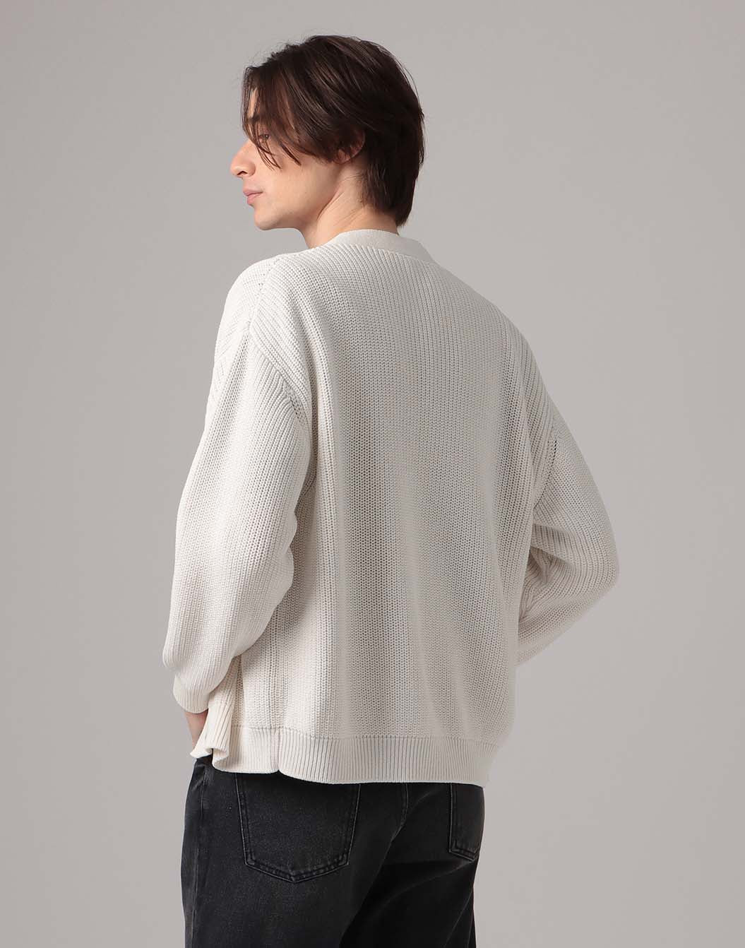 コットンクレープフィッシャーマンリブカーディガン – LARDINI Online