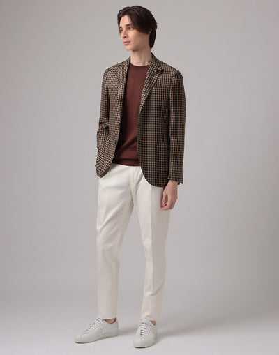 ウールリネンシルク ダミエ柄ジャケット