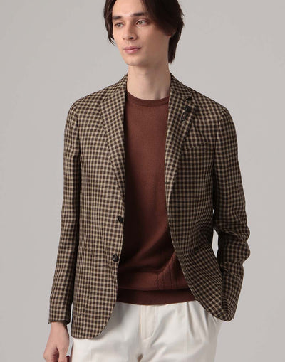 ウールリネンシルク ダミエ柄ジャケット