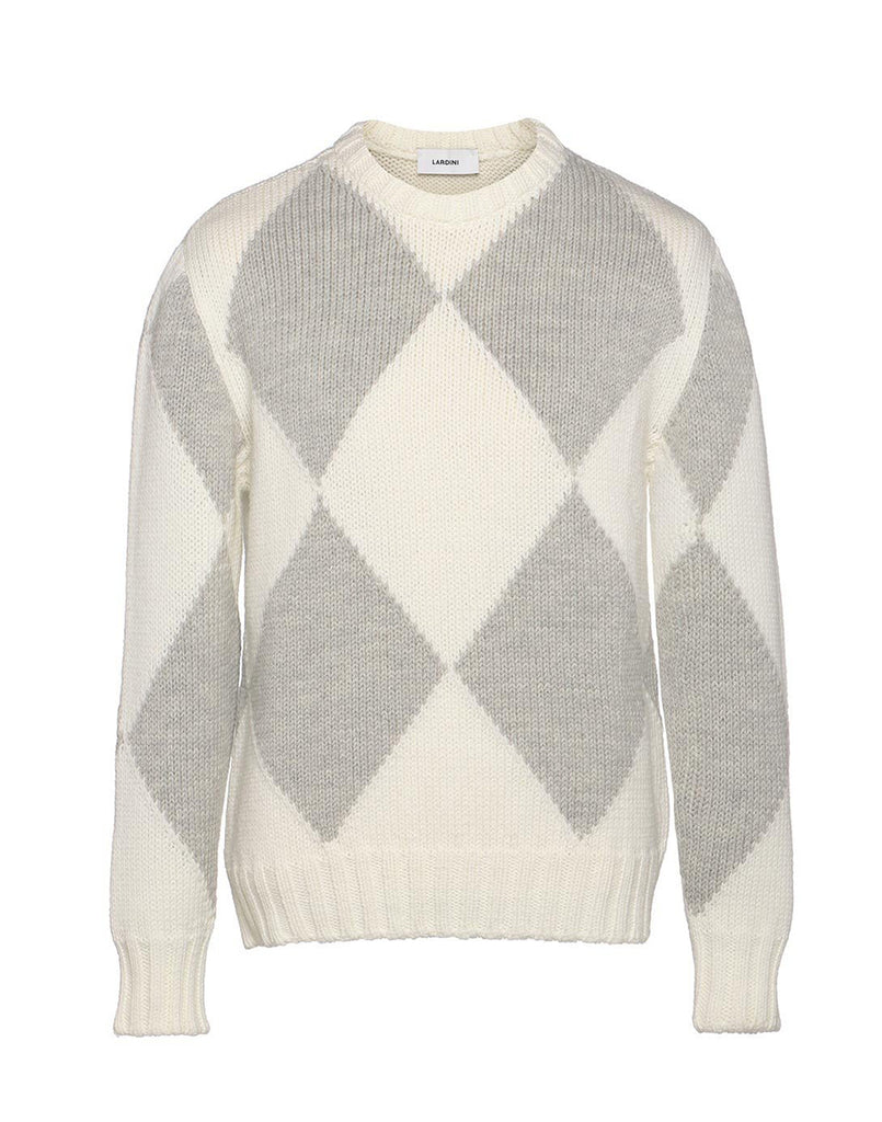 ウールアルパカアーガイル クルーネックニット – LARDINI Online Store