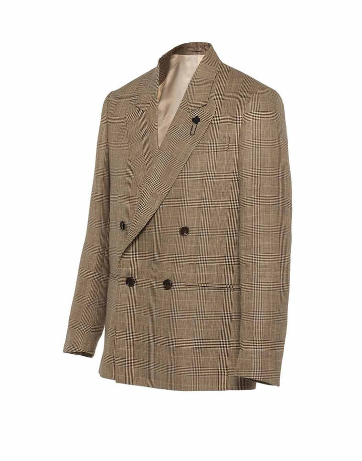 ウールリネン グレンチェック ダブルジャケット – LARDINI Online Store