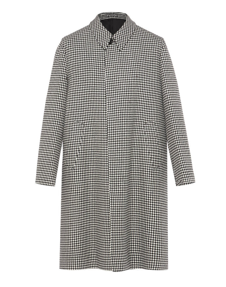 ウールカシミヤ ハウンドトゥースチェック バルカラーコート – LARDINI
