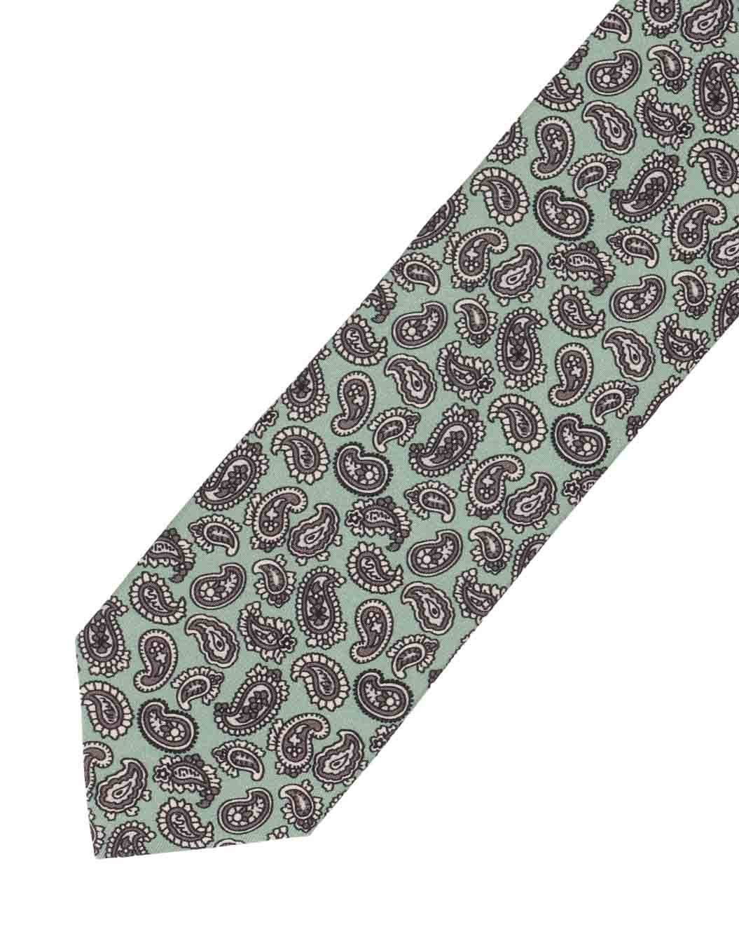 ウールシルクペイズリープリントタイ