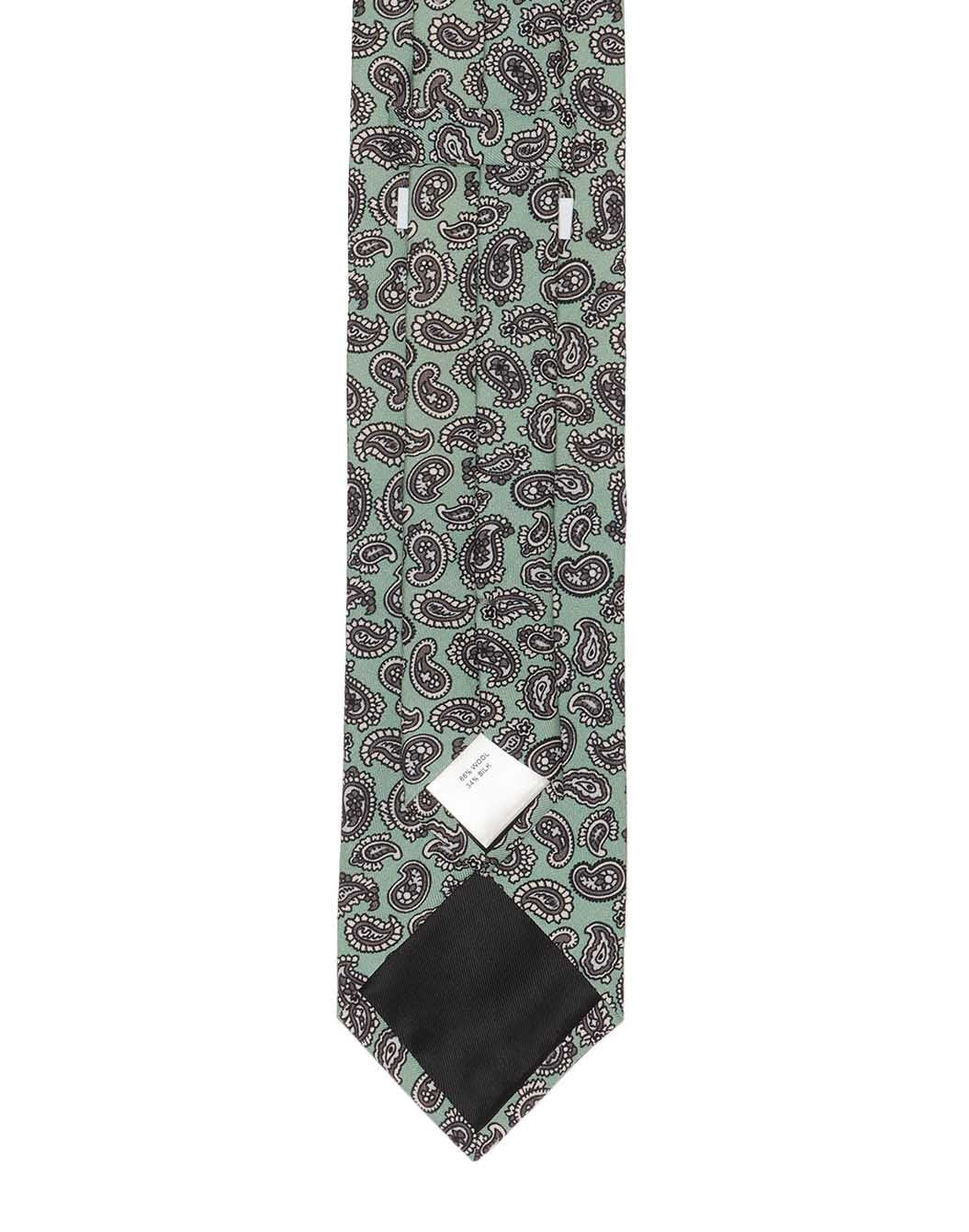 ウールシルクペイズリープリントタイ