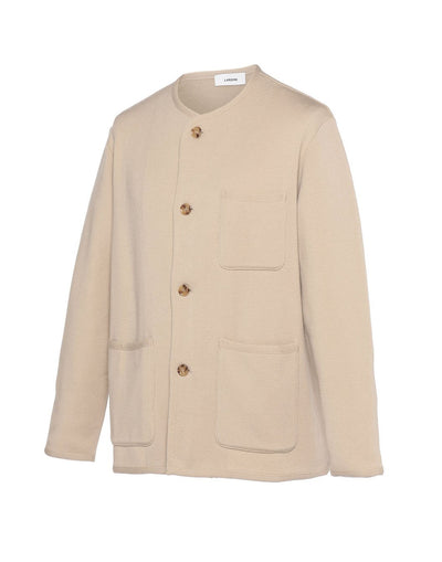 ノーカラーニットジャケット