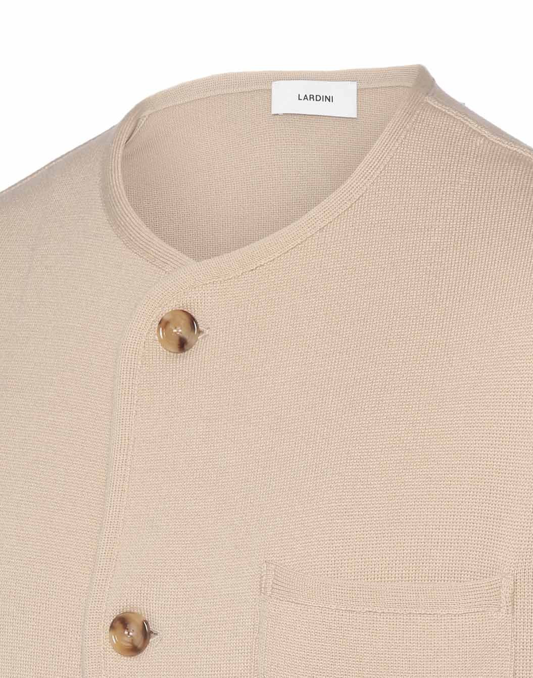 ノーカラーニットジャケット