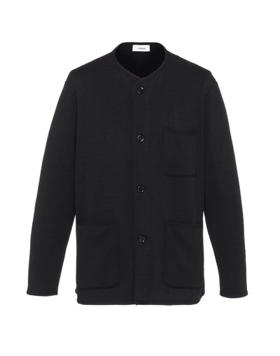 ノーカラーニットジャケット