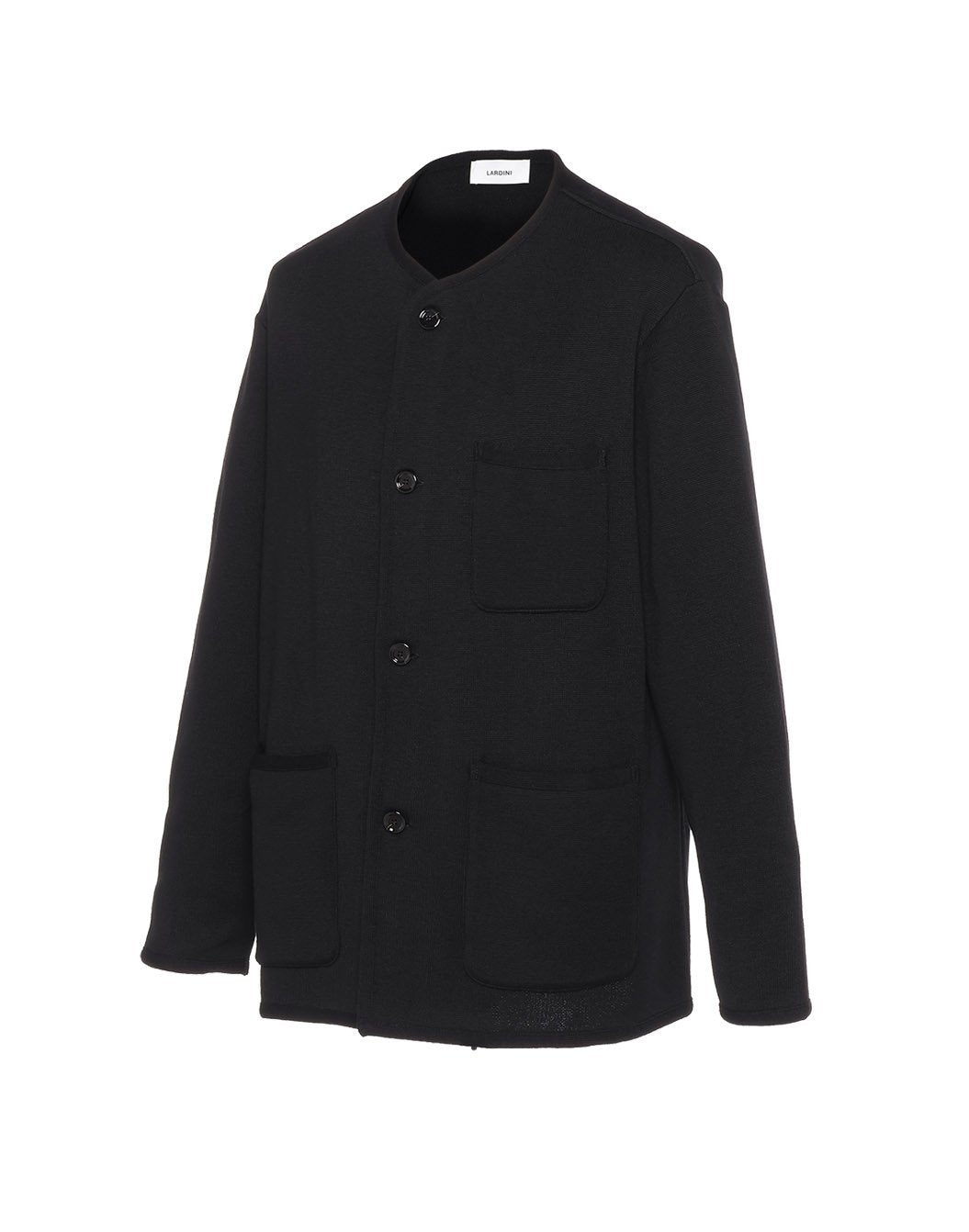 ノーカラーニットジャケット