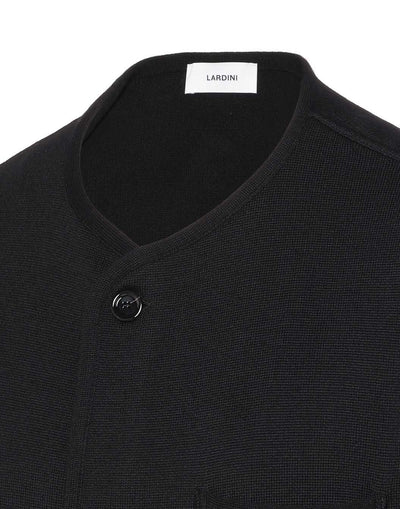 ノーカラーニットジャケット