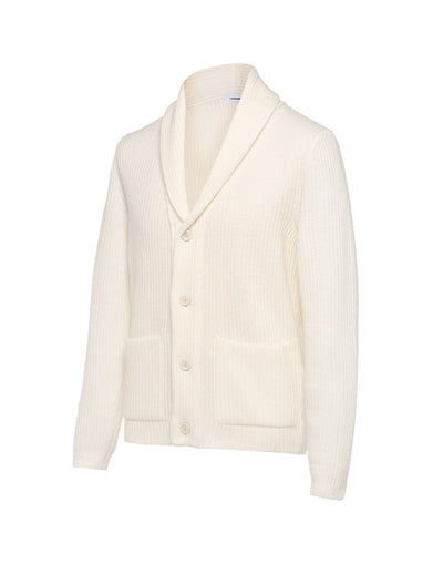 ウールカシミヤ ショールカラー リブカーディガン