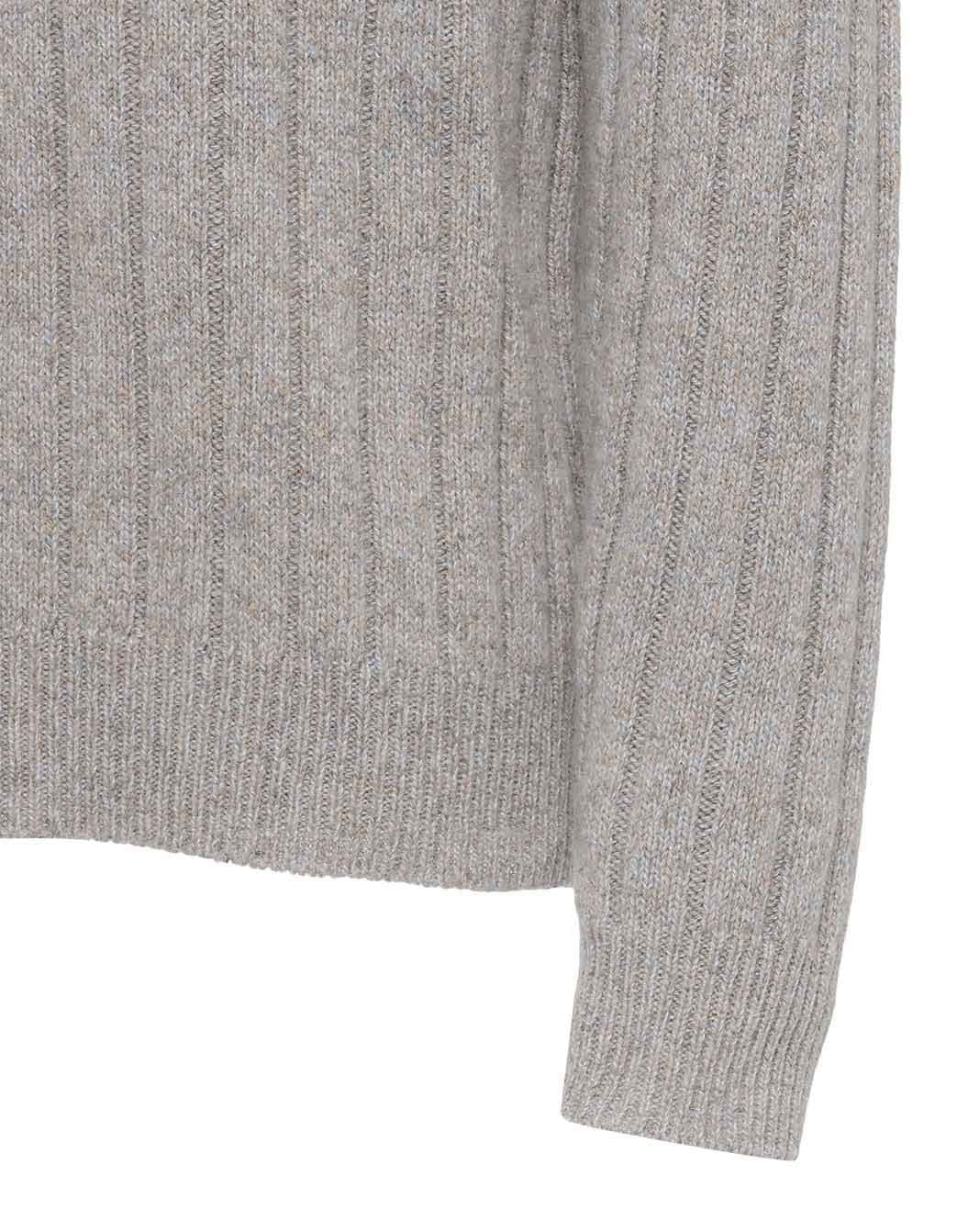 アルパカウール ストライプステッチ クルーネックニット