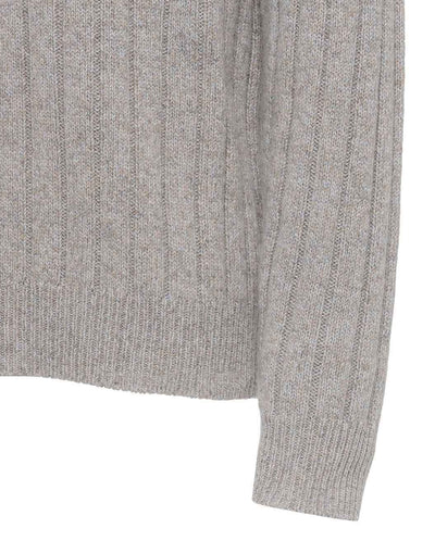 アルパカウール ストライプステッチ クルーネックニット