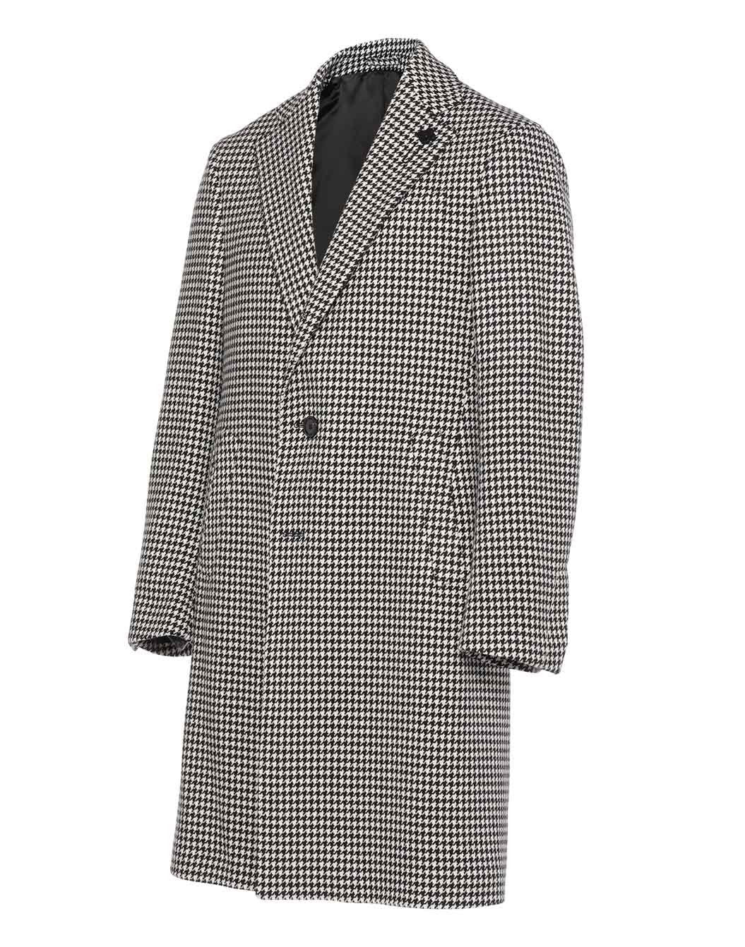ウールカシミヤ ハウンドトゥース チェックコート– LARDINI Online Store