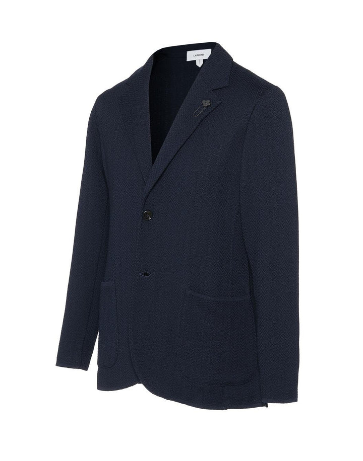コットンレーヨンヘリンボーンステッチニットジャケット – LARDINI